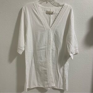 Resortwear Seaspice Peruvian cotton swim coverup dress Tunic 3/4 Sleeve